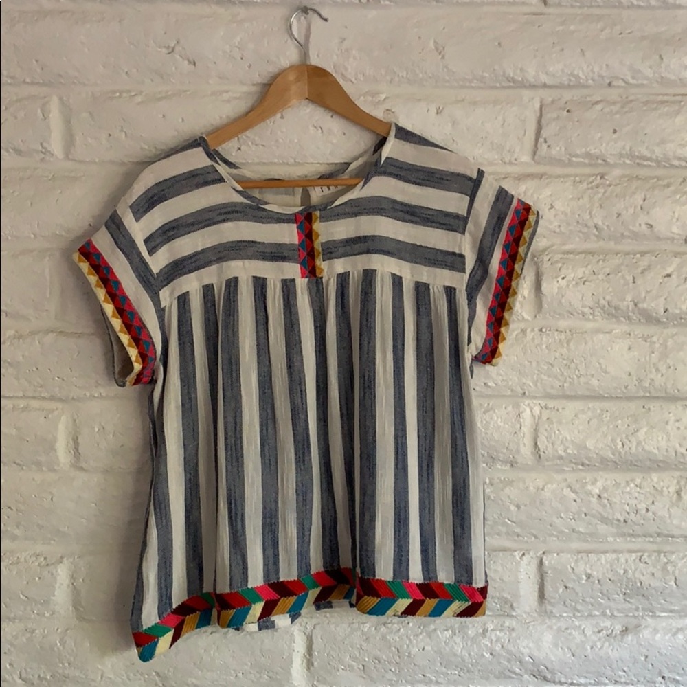 Anthropologie Short Sleeve Striped Top by THML